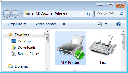 AFP Server installs AFP Printer as a shared printer for clients